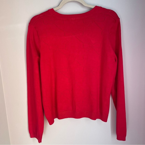 NWT Adrianna Papell Women's Haute Red Crewneck Sweater Rhinestone Bows Large - Picture 10 of 12